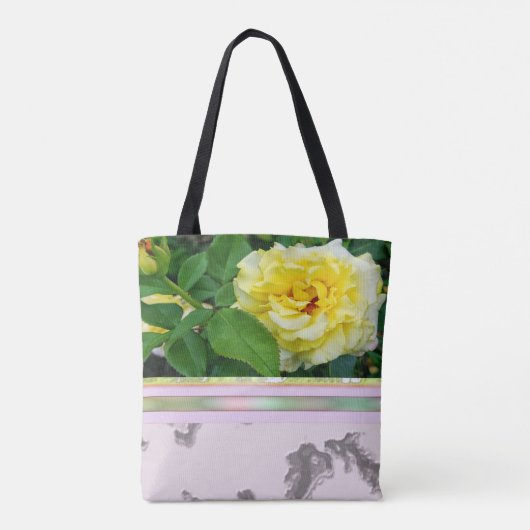 Yellow Rose Paars Marble Monogram CANVAS TAS (Achterkant)