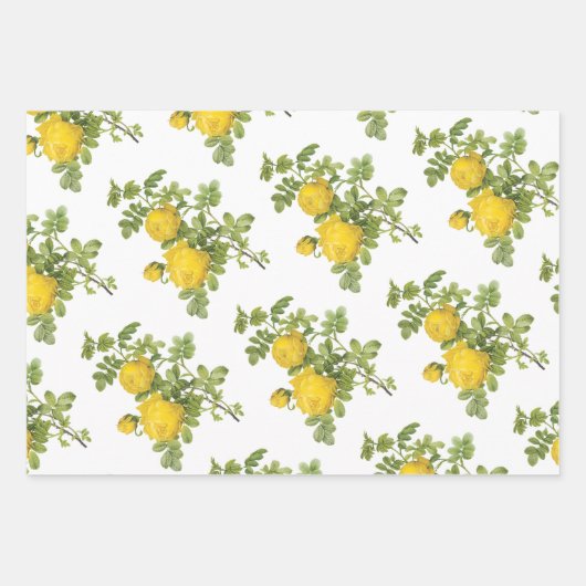 Yellow Rose Pattern Inpakpapier Vel (Voorkant)