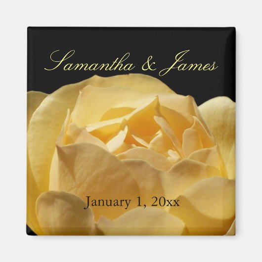 Yellow Rose Personal Wedding Magneet (Voorkant)