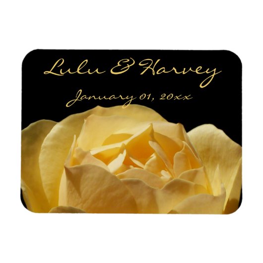 Yellow Rose Personal Wedding Magneet (Horizontaal)