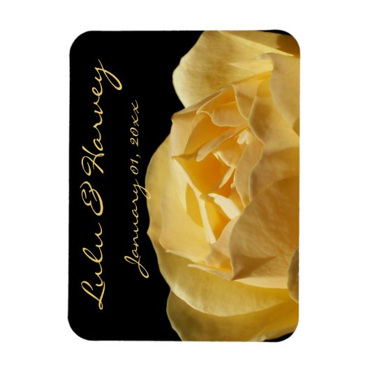 Yellow Rose Personal Wedding Magneet (Verticaal)