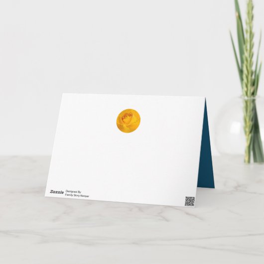 Yellow Rose Photo Pattern op Blue Feestdagen Kaart (Achterkant)