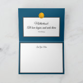 Yellow Rose Photo Pattern op Blue Feestdagen Kaart (Binnen)