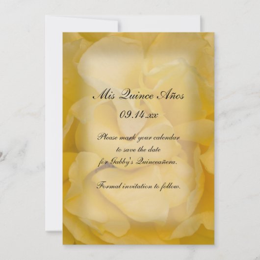 Yellow Rose Quinceañera Save the Date (Voorkant)