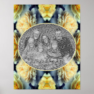 Yellow Rose Raindrops Lijst Creëer Uw eigen foto Poster