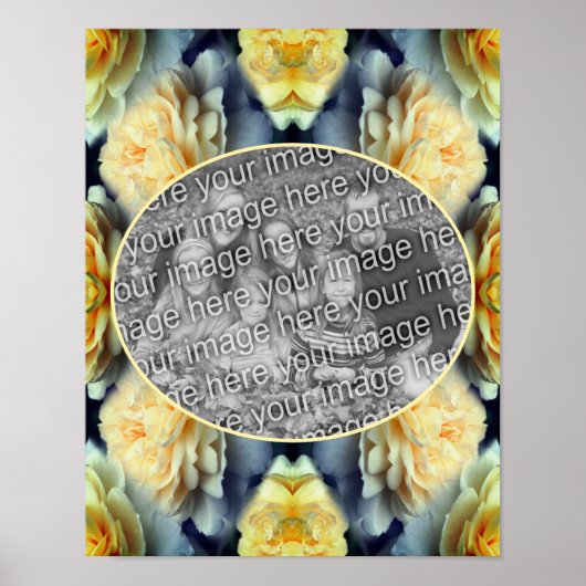 Yellow Rose Raindrops Lijst Creëer Uw eigen foto Poster (Voorkant)