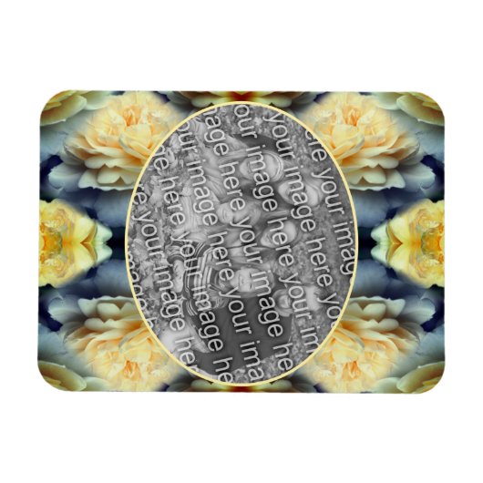 Yellow Rose Raindrops Lijst Voeg je eigen foto toe Magneet (Horizontaal)