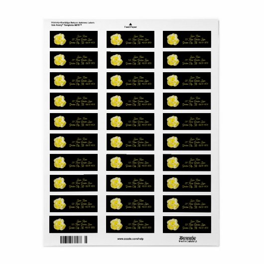 Yellow Rose Return-adreslabel Etiket (Full Sheet)