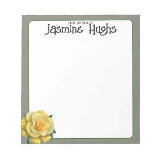 Yellow Rose Sage gepersonaliseerd bureau Notitieblok