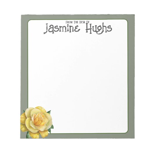 Yellow Rose Sage gepersonaliseerd bureau Notitieblok (Voorkant)