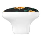 Yellow Rose Shabby Chic Floral Keramische Knop (Zijkant)