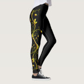 Yellow Rose Silhouette op zwarte Leggings (Rechts)