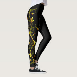 Yellow Rose Silhouette op zwarte Leggings