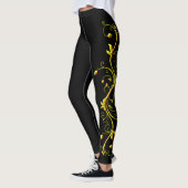 Yellow Rose Silhouette op zwarte Leggings (Links)