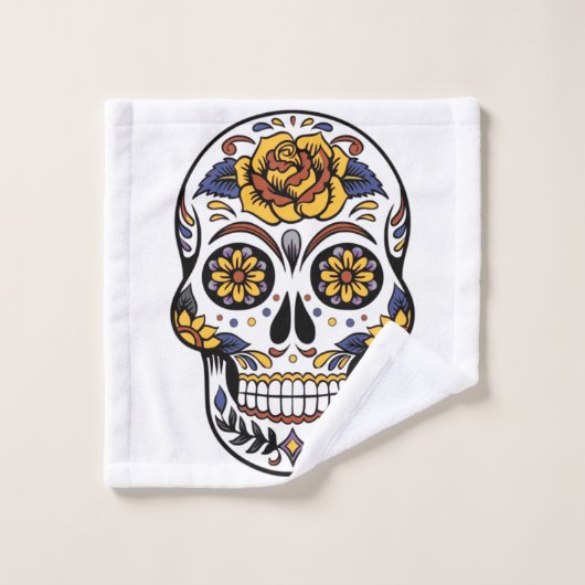 Yellow Rose Sugar Skull Bad Handdoek (Wasdoekje)