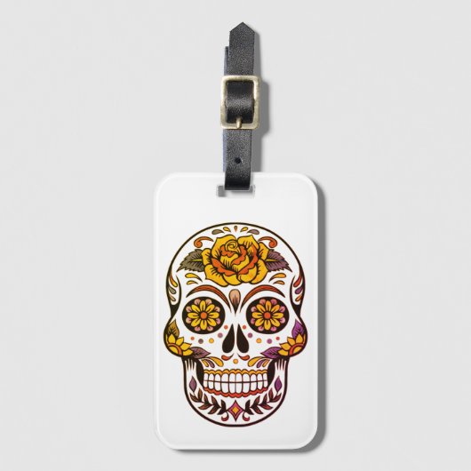 Yellow Rose Sugar Skull Bagagelabel (Voorkant (verticaal))