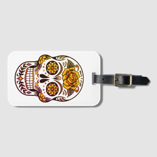 Yellow Rose Sugar Skull Bagagelabel (Voorkant (horizontaal))