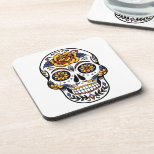 Yellow Rose Sugar Skull Bier Onderzetter