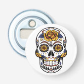 Yellow Rose Sugar Skull Button Flesopener (Voorkant)