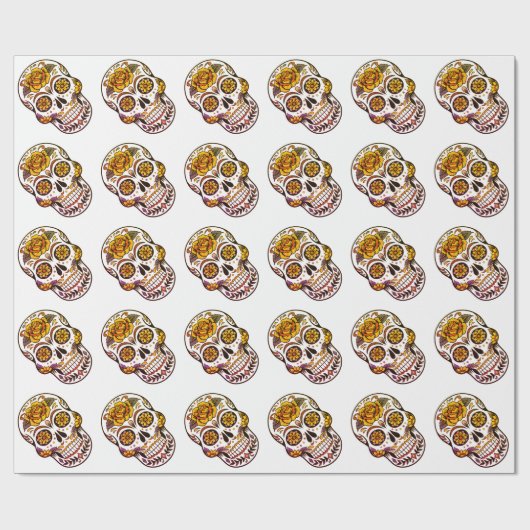 Yellow Rose Sugar Skull Cadeaupapier (Vlak)