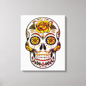 Yellow Rose Sugar Skull Canvas Afdruk (Voorkant)
