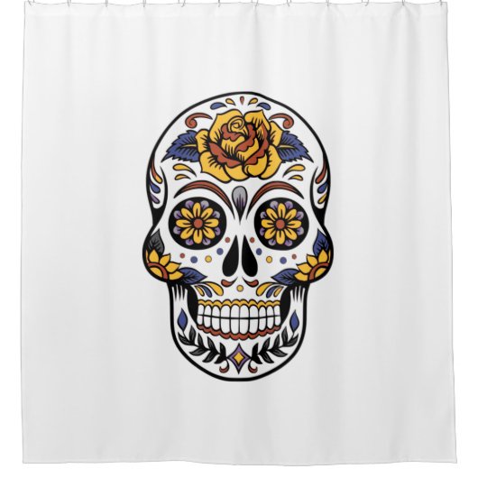 Yellow Rose Sugar Skull Douchegordijn (Voorkant)