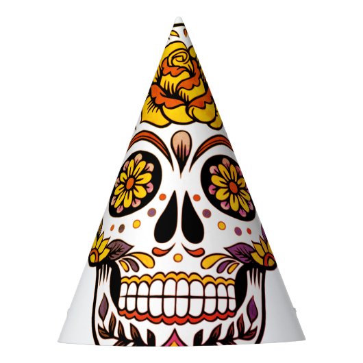 Yellow Rose Sugar Skull Feesthoedjes (Voorkant)