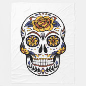 Yellow Rose Sugar Skull Fleece Deken (Voorkant)