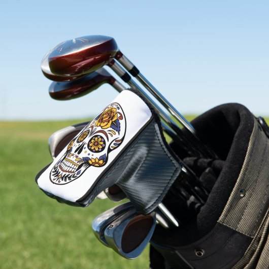 Yellow Rose Sugar Skull Golfheadcover (Insitu)