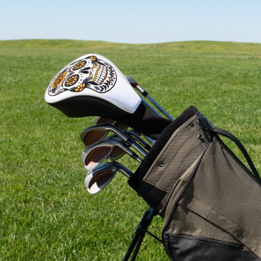 Yellow Rose Sugar Skull Golfheadcover (Insitu)