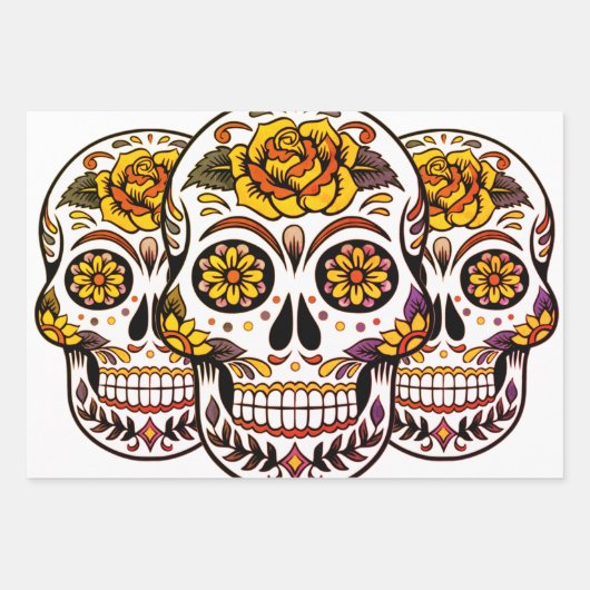 Yellow Rose Sugar Skull Inpakpapier Vel (Voorkant)
