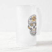 Yellow Rose Sugar Skull Matglas Bierpul (Voorkant rechts)