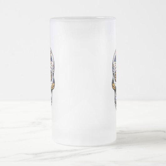 Yellow Rose Sugar Skull Matglas Bierpul (Center)