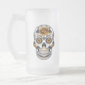 Yellow Rose Sugar Skull Matglas Bierpul (Links)