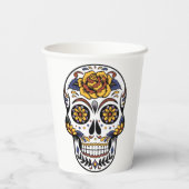 Yellow Rose Sugar Skull Papieren Bekers (Achterkant)