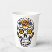 Yellow Rose Sugar Skull Papieren Bekers (Voorkant)