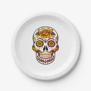 Yellow Rose Sugar Skull Papieren Bordje