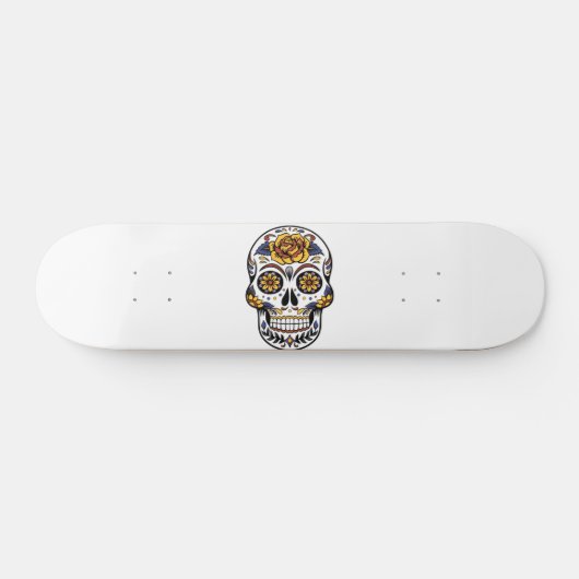 Yellow Rose Sugar Skull Persoonlijk Skateboard (Horizontaal)