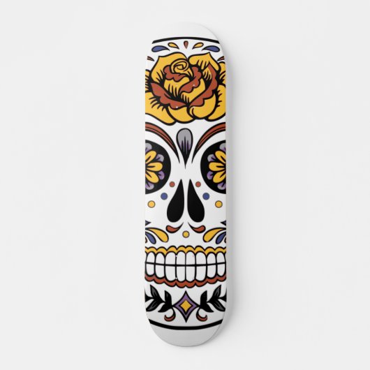 Yellow Rose Sugar Skull Persoonlijk Skateboard (Voorkant)