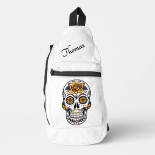 Yellow Rose Sugar Skull Persoonlijk Sling Bag