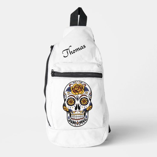 Yellow Rose Sugar Skull Persoonlijk Sling Bag (Voorkant)