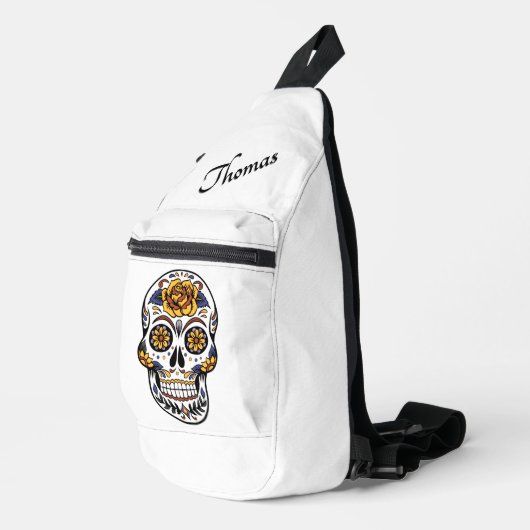 Yellow Rose Sugar Skull Persoonlijk Sling Bag (Rechterhoek)