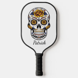 Yellow Rose Sugar Skull Persoonlijke naam Pickleball Paddle