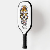Yellow Rose Sugar Skull Persoonlijke naam Pickleball Paddle (Links)