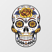 Yellow Rose Sugar Skull Raamsticker (Vel)