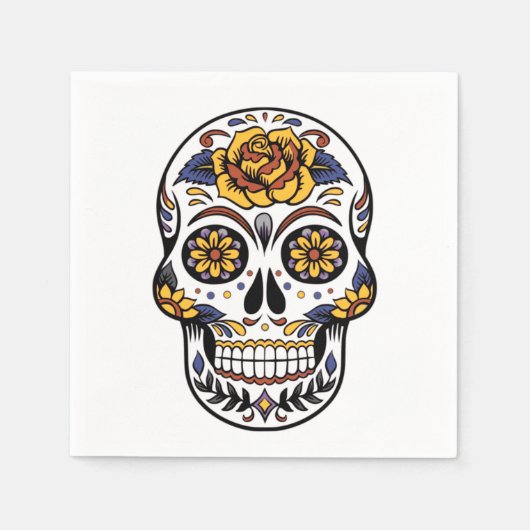 Yellow Rose Sugar Skull Servet (Voorkant)