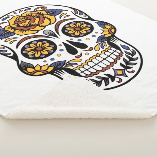 Yellow Rose Sugar Skull Sherpa Deken (3/4)