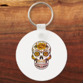 Yellow Rose Sugar Skull Sleutelhanger (Voorkant)