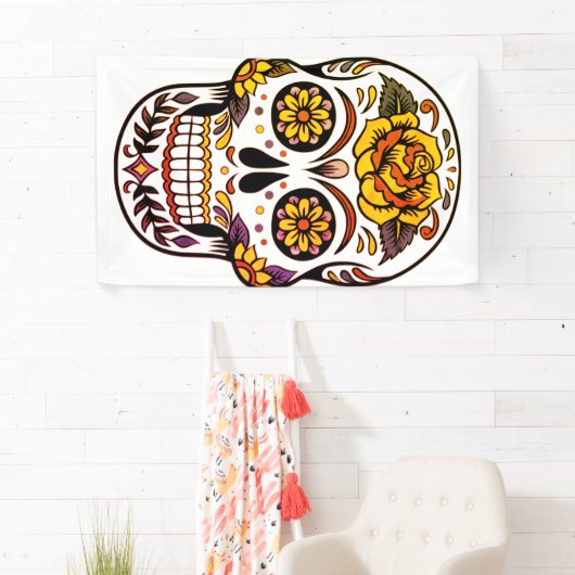 Yellow Rose Sugar Skull Spandoek (Insitu)