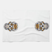 Yellow Rose Sugar Skull Theedoek (Horizontaal)